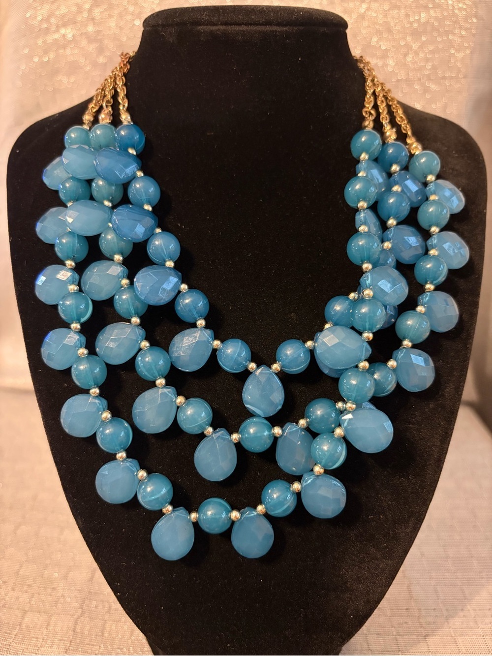 Multi-Strand Blue Statement Necklace - Women Jewelry